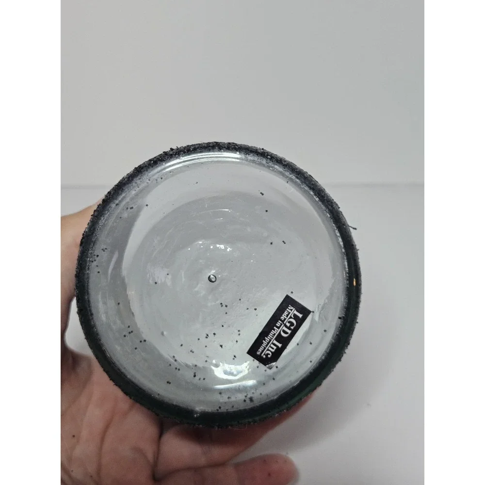 LGD Inc Halloween Black Cat Glitter Candle Holder Glass Cylinder Vase Luminary
